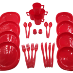 portable plastic camping cutlery set 4 people