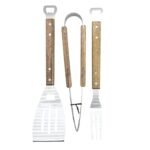Stainless Steel BBQ tool set wood handle with beer opener