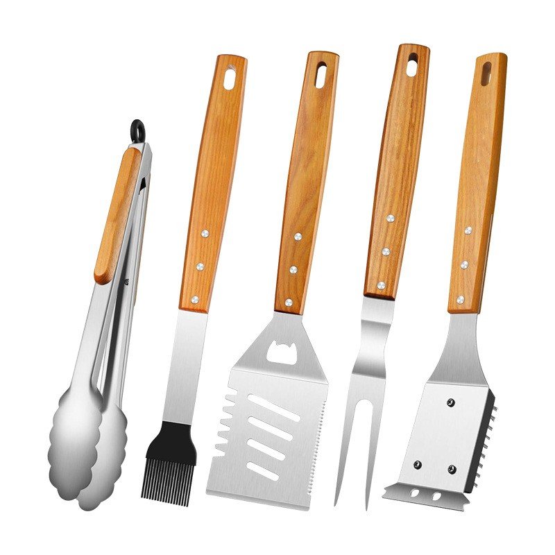 2-9 Stainless Steel BBQ tool set wood handle - 图片 1